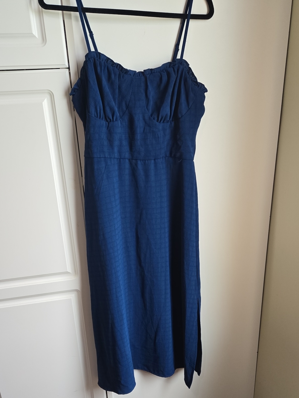 Lily Rose Navy Blue Midi Dress with Spaghetti Straps